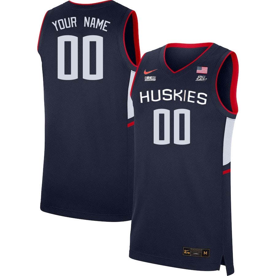 Custom Uconn Huskies Name And Number College Basketball Jerseys Stitched-Navy